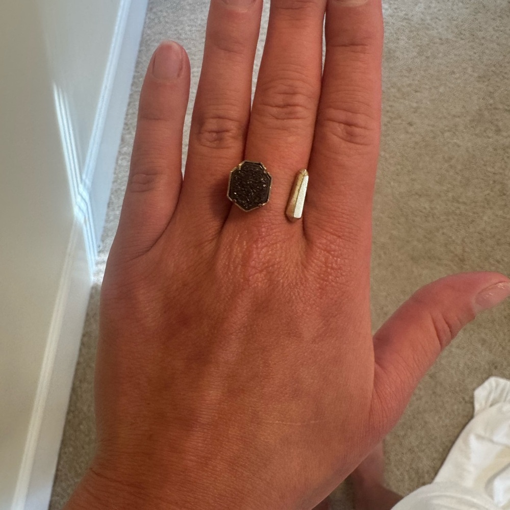 Gold and Black Adjustable Ring